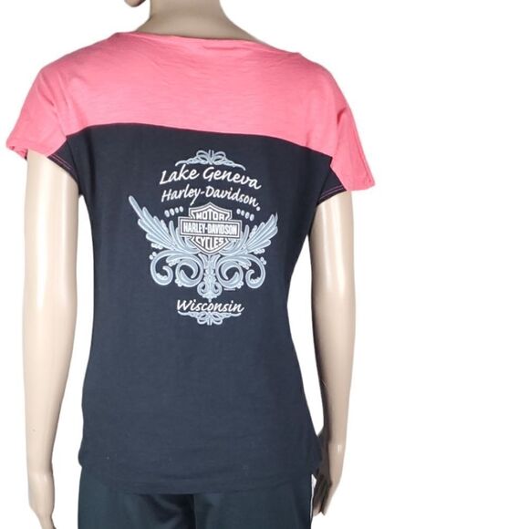 Harley Davidson Black & Orange T-Shirt - Picture 2 of 4